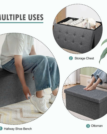 Storage Ottoman Footrest 31.5 Inch Fold-able Toy Organizers