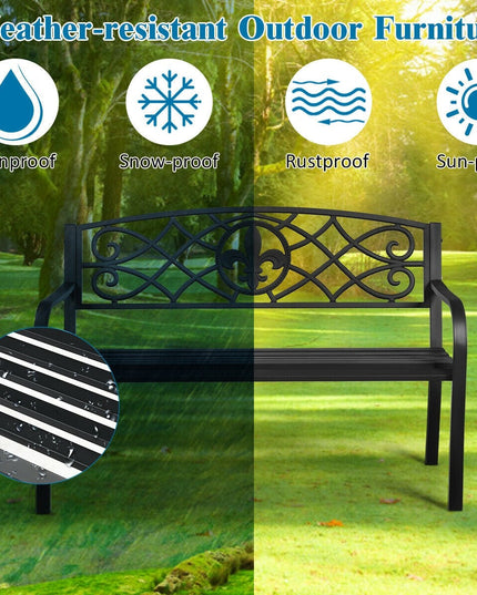 Giantex 50inch Patio Garden Bench,Outdoor Loveseat with Pattern Backrest