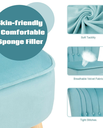 Modern Accent Chair Ottoman Set, Armless Slipper Sofa Chair with Footstool - Giantexus