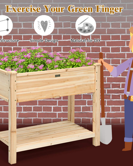 Outdoor Planter Box W/Shelf for Garden Patio Backyard