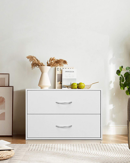 Giantex Dressers Stackable 2 Drawer Horiztonal Organizer W/Handles Dresser Tower, White