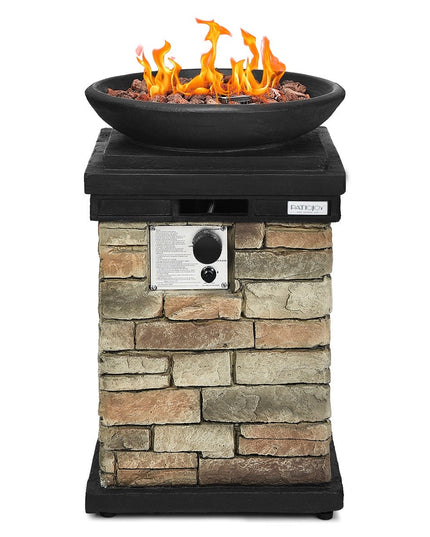 Firebowl Column, 40,000 BTU Outdoor Gas Fire Pit - Giantex