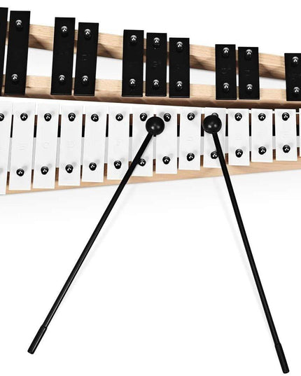 27 Note Glockenspiel Xylophone, Percussion Instrument with Wood Base - Giantexus