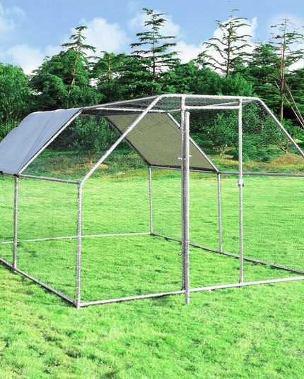 Large Metal Chicken Coop Walk-in Chicken Coops Hen Run House Shade Cage with Waterproof and Anti-Ultraviolet Cover for Outdoor Backyard