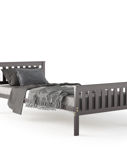 Easy Assembly Twin Size Wood Platform Bed with Headboard