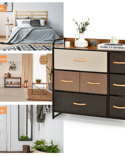 Giantex 7 Drawer Dresser Storage Tower with Fold-able Fabric Drawers