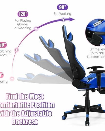 Massage Gaming Chair, Adjustable High Back with Health Massager Lumbar Support