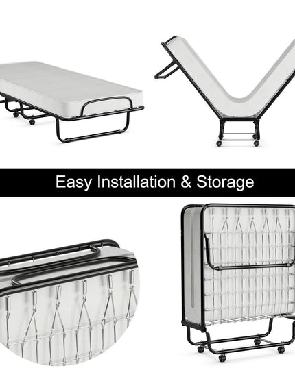 Rollaway Folding Bed with 4 Inch Mattress