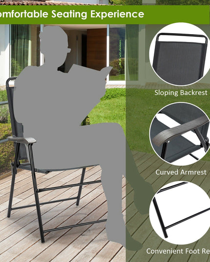 Set of 4 Folding Patio Chairs, Patio Dining Chairs