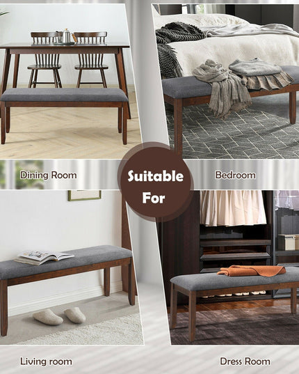 Giantex Dining Room Bench, Wood Kitchen Table Bench with Upholstered, 47.5 x 15.5 x 19.5 Inches Ottoman Bench