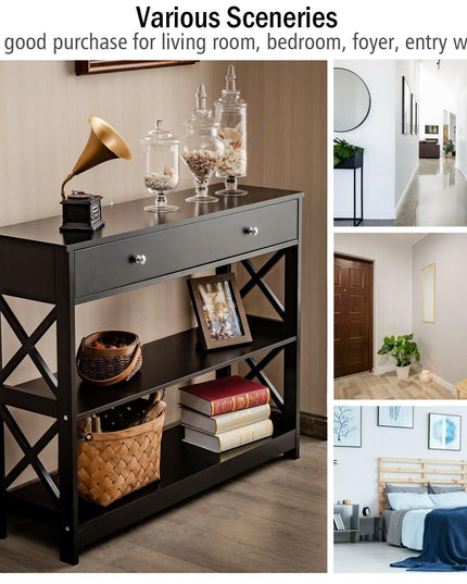 3-Tier Console Table with Drawers - Giantexus