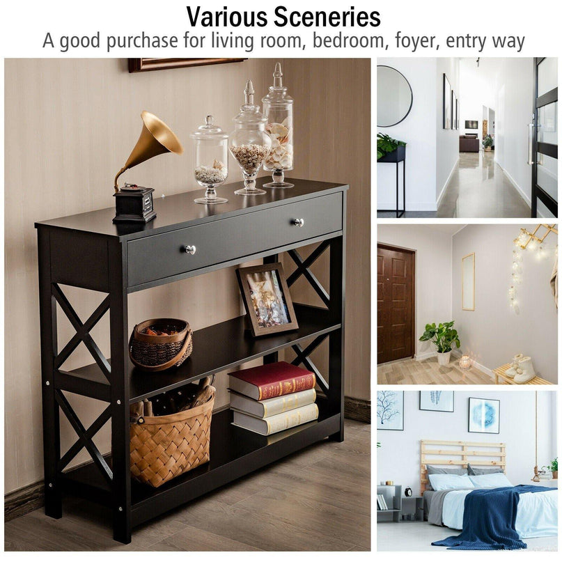 3-Tier Console Table with Drawers - Giantexus
