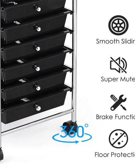 10 Drawer Rolling Storage Cart Scrapbook Paper Office School Organizer - Giantexus