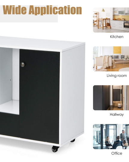Giantex Lateral File Cabinet 2 Drawer Printer Stand, Rolling Storage Office Cabinet with Lockable Wheels