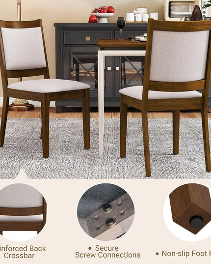 Giantex Upholstered Dining Chairs Set of 2/4, Modern Farmhouse Kitchen Chairs w/Padded Backrest & Cushioned Seat, Rubber Wood Frame