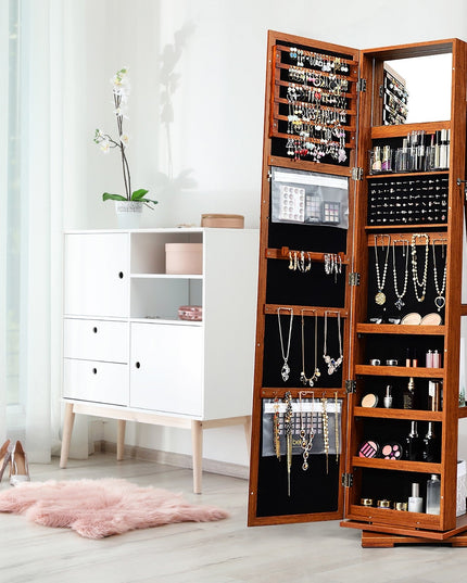 CHARMAID | 360-degree Rotating Jewelry Armoire with Higher Full Length Mirror - Giantexus