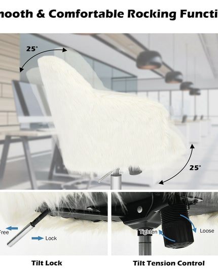 Fluffy Faux Fur Vanity Chair - Giantex