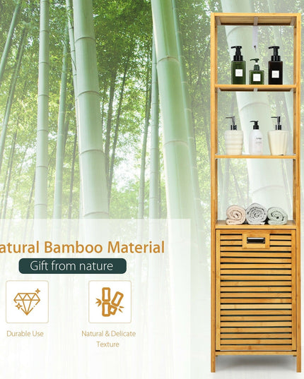 63" Tilt Out Laundry Hamper and 4-Tier Storage Shelves