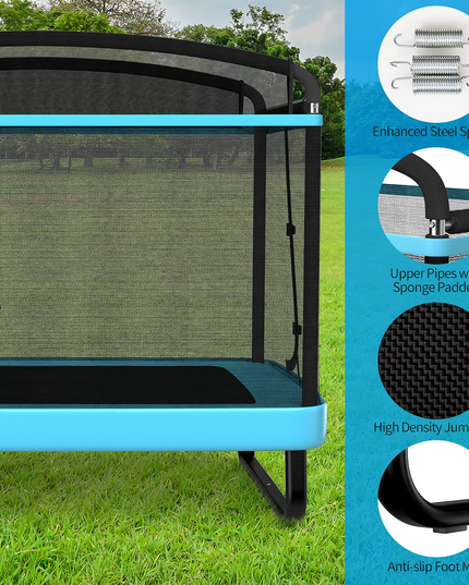 Giantex 6 Ft Kids Trampoline with Swing, Baby Toddler Rectangle Trampoline, Max Load 220lbs (Blue/Orange) - Giantexus