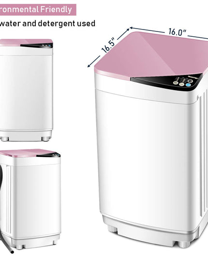 7.7 lbs Compact Full-Automatic Laundry Washing Machine (Pink)