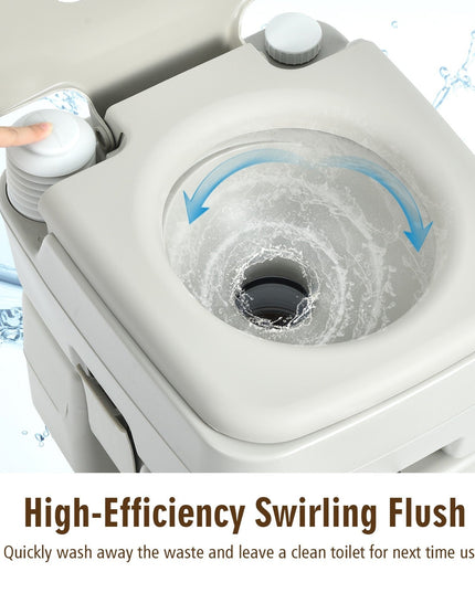 Portable Toilet 5.3 Gallon with Powerful Push Pump