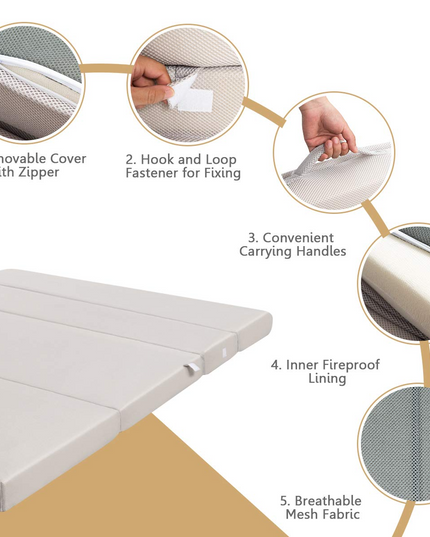 Giantex 4" Thick Folding Portable Mattress Pad Sofa Bed with Carrying Handles