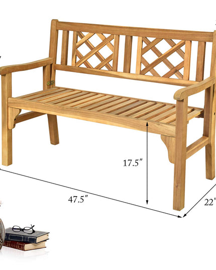 Giantex Patio Wooden Bench, 4 Ft Foldable Acacia Garden Bench (Teak)