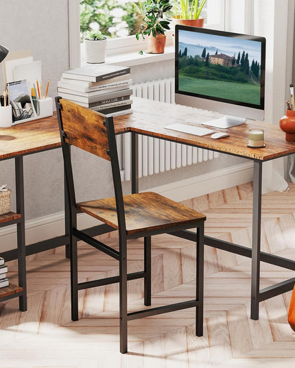 Giantex Dining Chairs Set, Industrial Kitchen Chairs with Metal Legs, Slanted Back