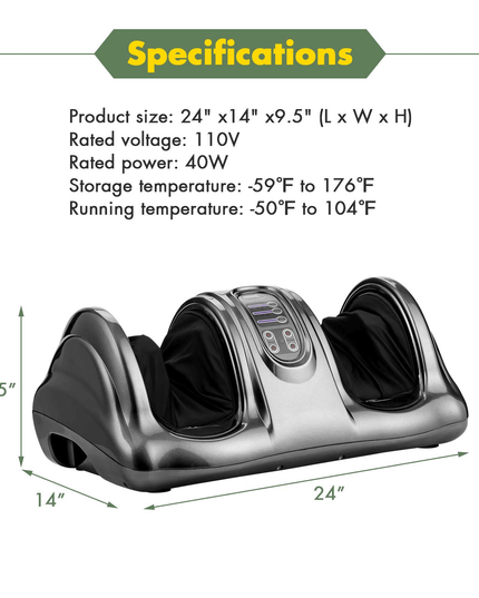 Giantex Nerve Pain Therapy Spa Gift Deep Kneading Rolling Massage for Leg Calf Ankle, Burgundy/Red/Black/Gray - Giantexus
