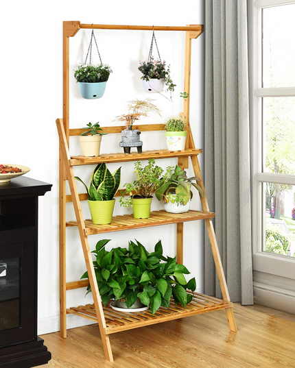 Giantex 3-Tier Hanging Plant Stand Storage Shelf, Folding Flower Pot Organizer Display Storage Rack