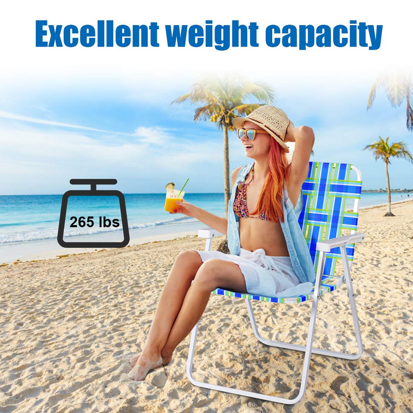 Giantex Folding Lawn Chairs Set of 6 Outdoor Portable Beach Chair W/Stable Steel Frame