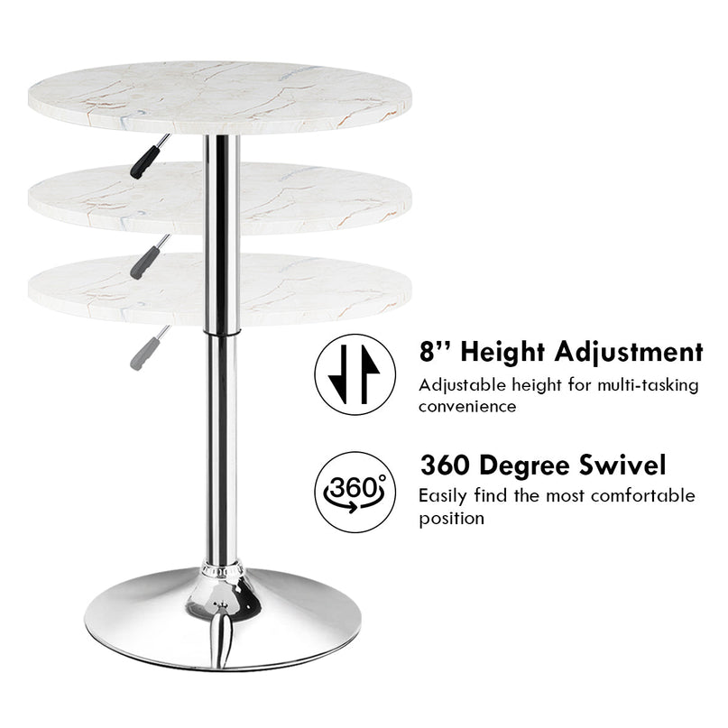 Round Pub Table Height Adjustable, 360 Swivel Cocktail Pub Table