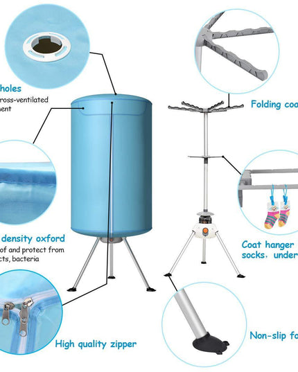 17.6lbs Portable Washing Machine 900W with Electric Heating Clothes Dryer Ventless Laundry Dryer and Heater for Home and Apartment - Giantexus