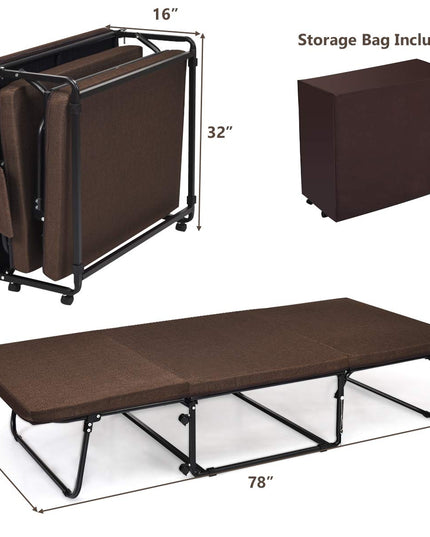 Giantex Folding Ottoman Sleeper Bed, 3 in 1 Multi-Function Convertible Chair Bed with 6 Position Adjustable