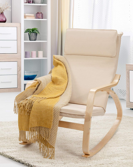 Giantex Stable Wooden Frame Relaxing Modern Leisure Armchair Suitable for Living Room, Bedroom, Balcony, Nursery Room