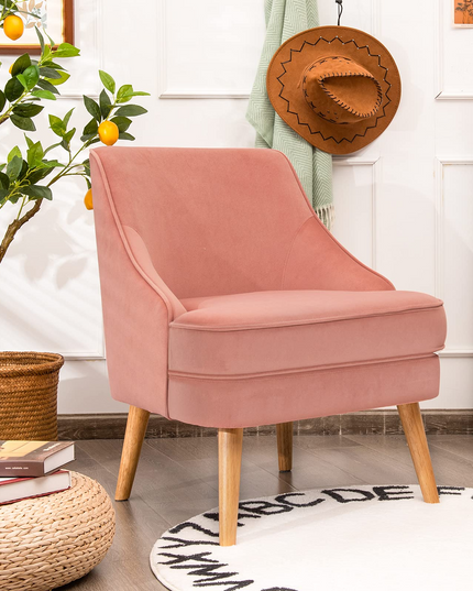 Giantex Mid Century Single Sofa Chair w/Rubber Wood Legs