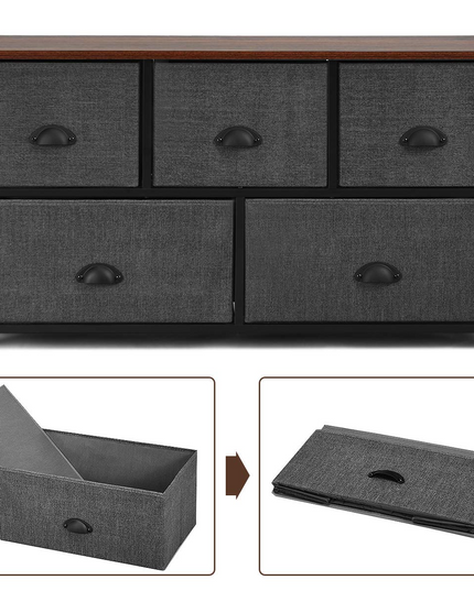 Giantex Dresser Storage Tower W/ 5 Foldable Cloth Storage Cubes