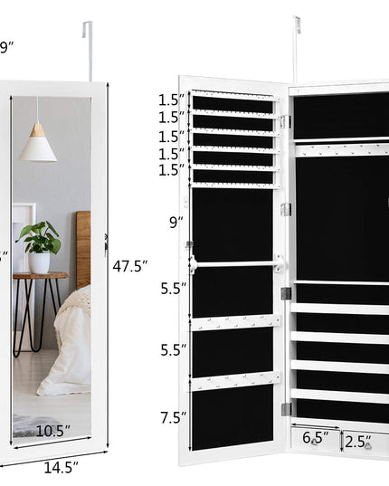 Giantex 15 LEDs Mirror Jewelry Armoire