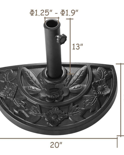 Giantex 20" Outdoor Patio Half Round Umbrella Base Stand, Black - Giantexus