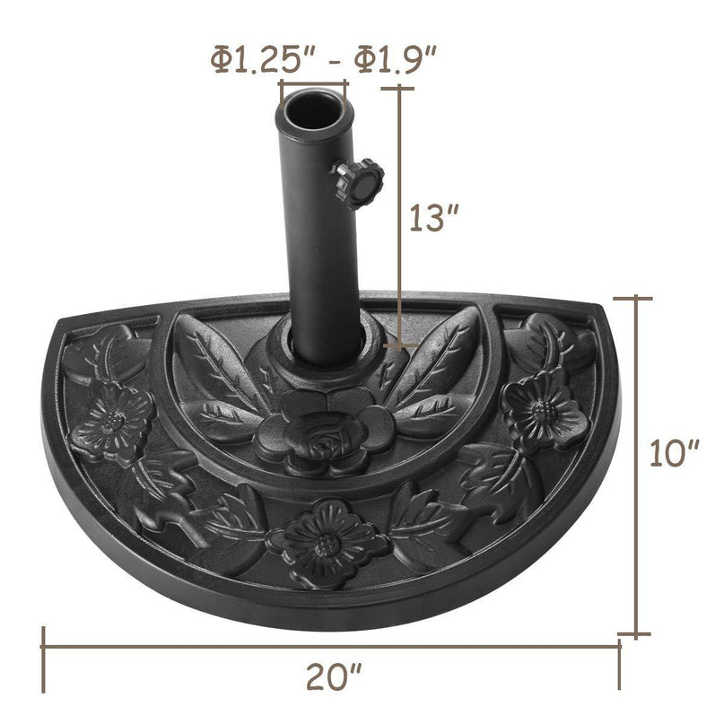 Giantex 20" Outdoor Patio Half Round Umbrella Base Stand, Black - Giantexus