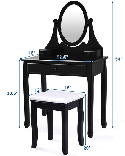 Giantex Vanity Set with Oval Mirror and Cushioned Stool