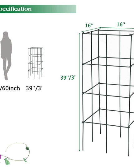Giantex Pack of 4/8 Plant Cage Support, Tomato Stakes and Cages (16''Lx 16''Wx 39''H)