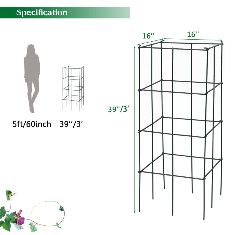 Giantex Pack of 4/8 Plant Cage Support, Tomato Stakes and Cages (16''Lx 16''Wx 39''H)