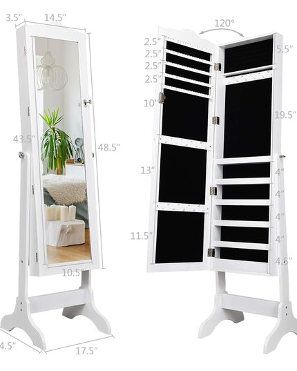 Jewelry Cabinet Armoire Lockable with Mirror - Giantex