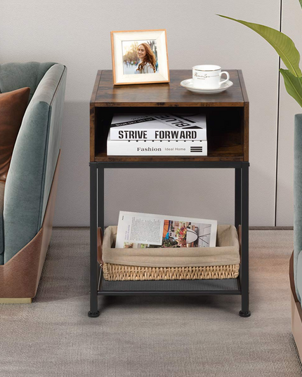 Giantex End Table Industrial W/Open Compartment