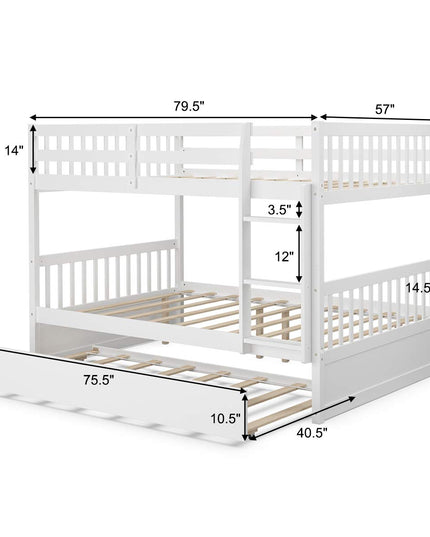 Giantex Full Over Full Bunk Bed with Trundle for Adults Kids Teens