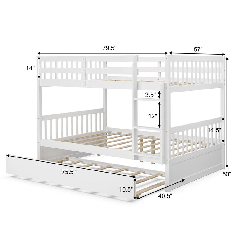 Giantex Full Over Full Bunk Bed with Trundle for Adults Kids Teens