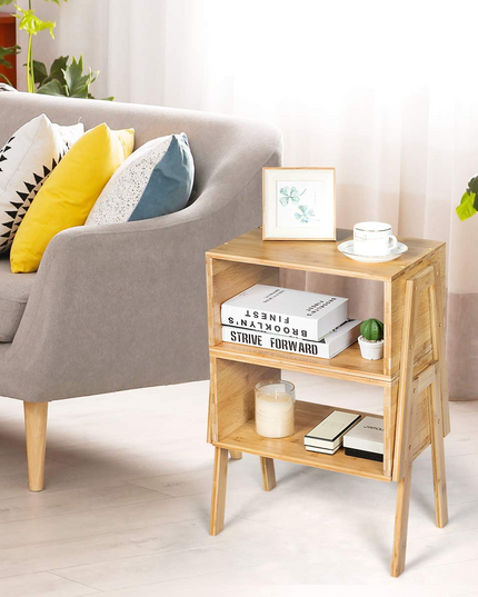 Giantex Bedroom Stackable End Table (Natural)
