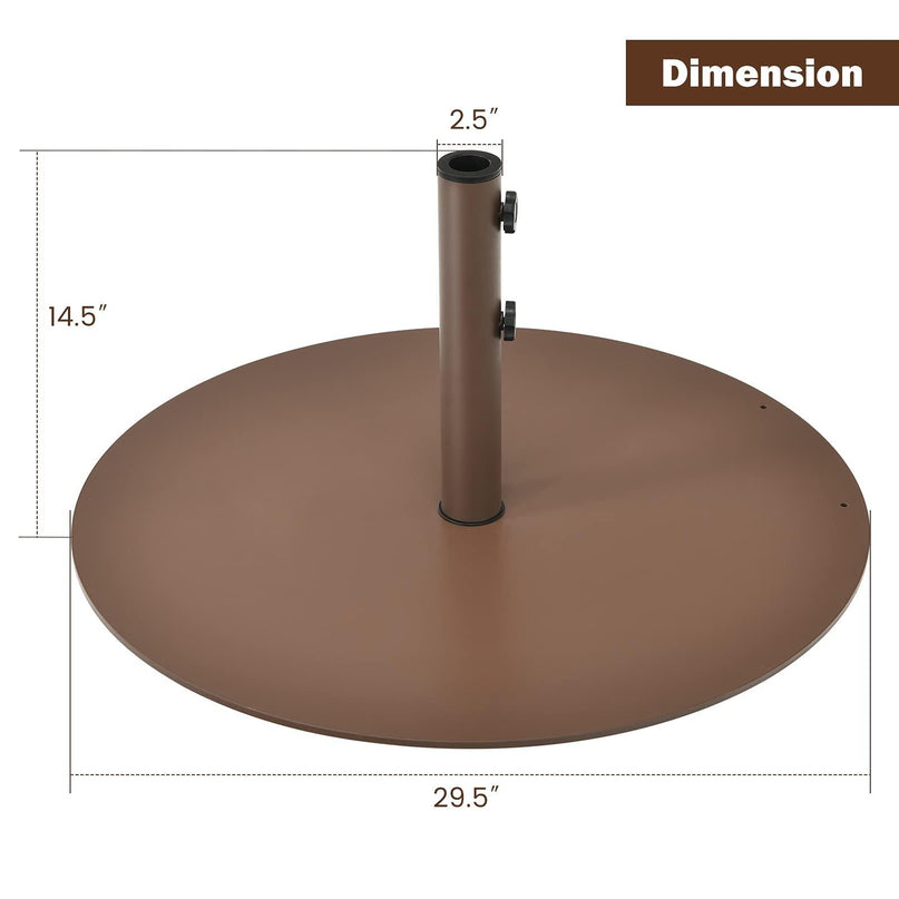 Giantex Patio Umbrella Base, 59 LBS Heavy-Duty Round Umbrella Stand, 29.5 Inch/Brown/Round - Giantexus