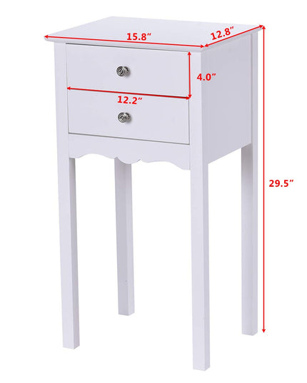 Giantex End Table w/ 2 Drawers Side Table Nightstand Multi-Purpose Accent Table Living Room Bedroom Home Furniture